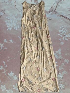 White Stag Vintage Floral Midi Dress Cottagecore Pintuck Sleeveless Boho